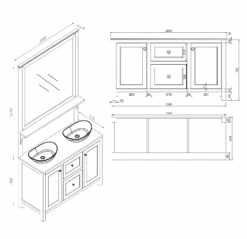 Butler & Rose Audrey 1200mm Floorstanding Countertop Vanity Unit - Spa Grey -TAP WAREHOUSE Shop butler and rose audrey 1200mm countertop basin vanity technical drawing 1