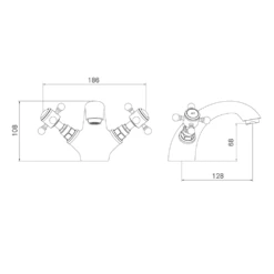Butler & Rose Beatrice Brushed Brass Basin Mixer Tap & Waste 13 Butler & Rose Beatrice Brushed Brass Basin Mixer Tap & Waste -TAP WAREHOUSE Shop butler and rose beatrice aged brass basin mixer tap technical drawing