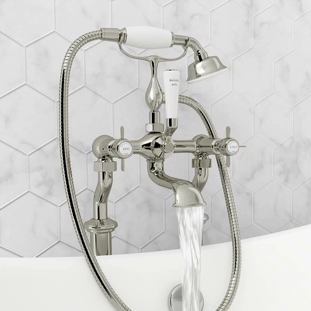 Butler & Rose Caledonia Pinch Bath Shower Mixer With Shower Kit - Chrome 4 Butler & Rose Caledonia Pinch Bath Shower Mixer With Shower Kit - Chrome - Image 2