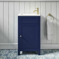 Butler & Rose Catherine Traditional 460mm Cloakroom Vanity Unit With Basin - Sapphire Blue 31 Butler & Rose Catherine Traditional 460mm Cloakroom Vanity Unit With Basin - Sapphire Blue -TAP WAREHOUSE Shop butler and rose catherine cloakroom unit sapphire blue lifestyle3