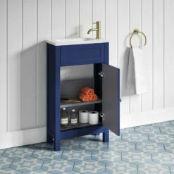 Butler & Rose Catherine Traditional 460mm Cloakroom Vanity Unit With Basin - Sapphire Blue 32 Butler & Rose Catherine Traditional 460mm Cloakroom Vanity Unit With Basin - Sapphire Blue -TAP WAREHOUSE Shop butler and rose catherine cloakroom unit sapphire blue lifestyle5