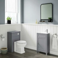 Butler & Rose Catherine Traditional 460mm Cloakroom Vanity Unit With Basin - Sapphire Blue 23 Butler & Rose Catherine Traditional 460mm Cloakroom Vanity Unit With Basin - Sapphire Blue -TAP WAREHOUSE Shop butler and rose catherine cloakroom unit tailored grey lifestyle2