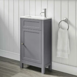Butler & Rose Catherine Traditional 460mm Cloakroom Vanity Unit With Basin - Sapphire Blue 24 Butler & Rose Catherine Traditional 460mm Cloakroom Vanity Unit With Basin - Sapphire Blue -TAP WAREHOUSE Shop butler and rose catherine cloakroom unit tailored grey lifestyle4