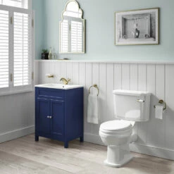 Butler & Rose Catherine Traditional 600mm Floorstanding Vanity Unit With Basin - Shadow Grey 32 Butler & Rose Catherine Traditional 600mm Floorstanding Vanity Unit With Basin - Shadow Grey -TAP WAREHOUSE Shop butler and rose catherine sapphire blue vanity unit lifestyle 2