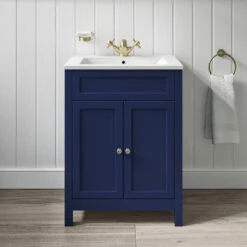 Butler & Rose Catherine Traditional 600mm Floorstanding Vanity Unit With Basin - Shadow Grey 22 Butler & Rose Catherine Traditional 600mm Floorstanding Vanity Unit With Basin - Shadow Grey -TAP WAREHOUSE Shop butler and rose catherine sapphire blue vanity unit lifestyle