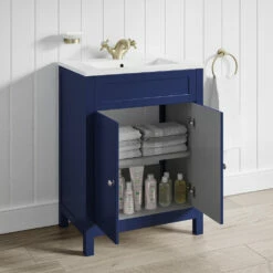 Butler & Rose Catherine Traditional 600mm Floorstanding Vanity Unit With Basin - Shadow Grey 31 Butler & Rose Catherine Traditional 600mm Floorstanding Vanity Unit With Basin - Shadow Grey -TAP WAREHOUSE Shop butler and rose catherine sapphire blue vanity unit lifestyle 3
