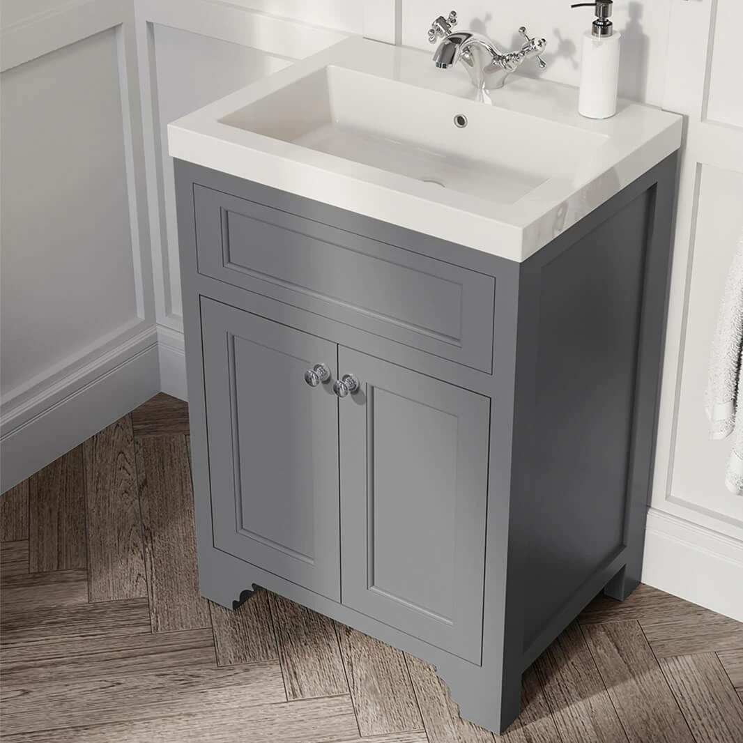 Butler & Rose Charlotte 600mm Vanity Unit - Spa Grey 4 Butler & Rose Charlotte 600mm Vanity Unit - Spa Grey - Image 2
