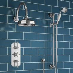 Edith Concealed Shower Valve, 200mm Fixed Shower Head & Slide Rail Kit - 300mm Wall Shower Arm