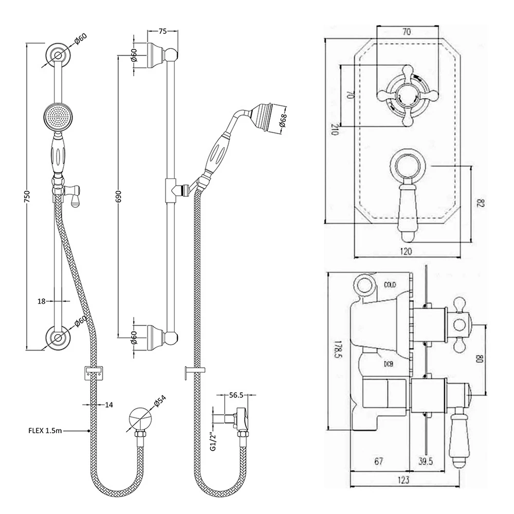Butler & Rose Genevieve Concealed Thermostatic Shower Valve & Slide Rail Kit 7 Butler & Rose Genevieve Concealed Thermostatic Shower Valve & Slide Rail Kit - Image 5
