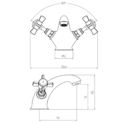 Butler & Rose Loretta Traditional Mono Basin Mixer With Free Waste 9 Butler & Rose Loretta Traditional Mono Basin Mixer With Free Waste -TAP WAREHOUSE Shop butler and rose loretta basin mono mixer technical drawing