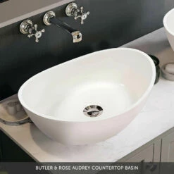Butler & Rose Catherine Floorstanding Shadow Grey Vanity Unit With Shadow Grey Countertop & Audrey Stone Resin Basin -TAP WAREHOUSE Shop butler rose audrey countertop basin banner 1