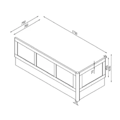 Butler & Rose Wooden Bath Corner Post - 650 X 50mm - Arctic White 11 Butler & Rose Wooden Bath Corner Post - 650 X 50mm - Arctic White -TAP WAREHOUSE Shop butler rose bath panels tech drawing 1