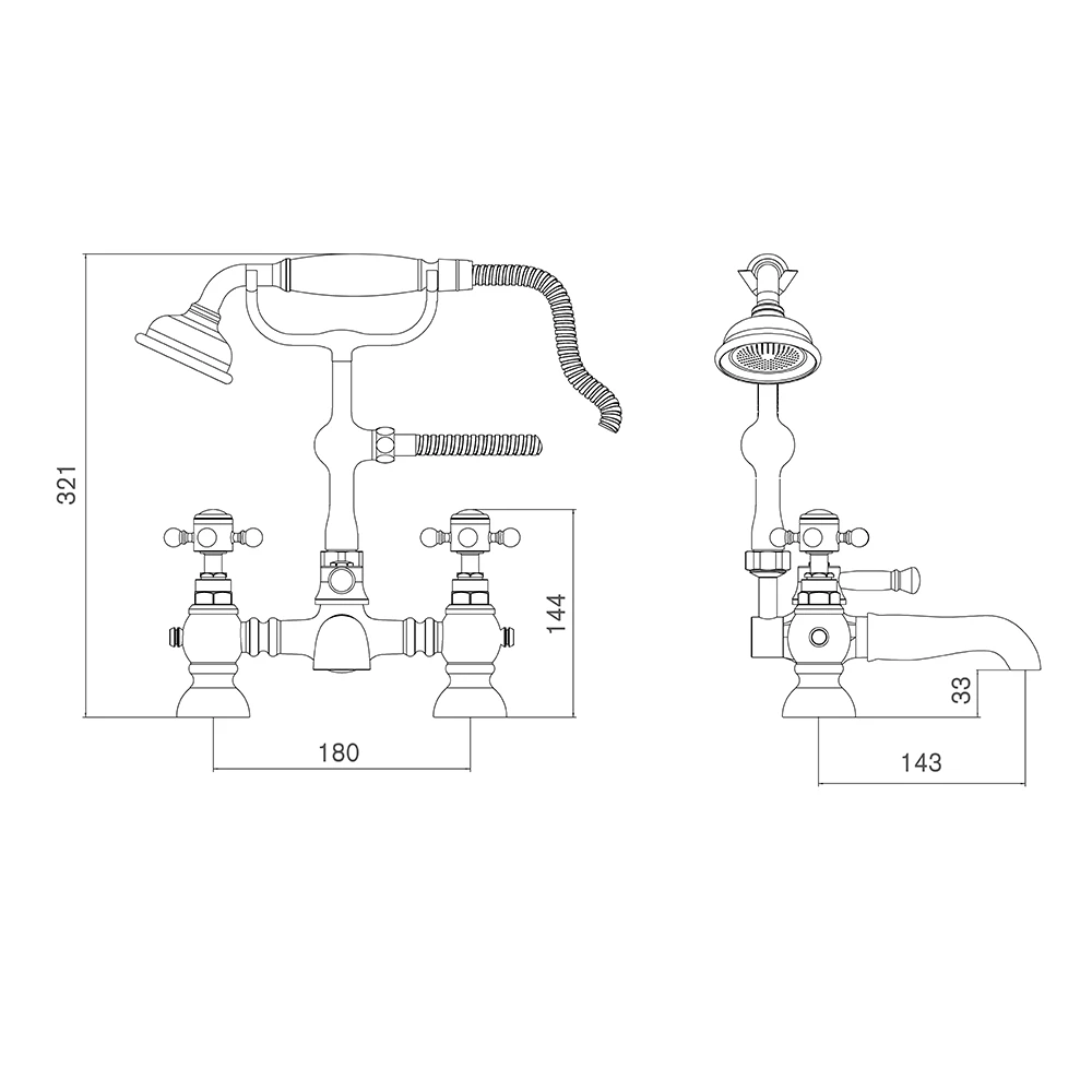 Butler & Rose Beatrice Brushed Brass Bath Shower Mixer & Kit 7 Butler & Rose Beatrice Brushed Brass Bath Shower Mixer & Kit - Image 5