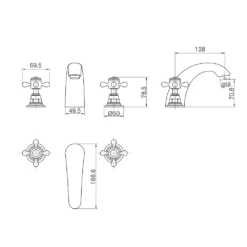 Butler & Rose Beatrice Brushed Brass 3 Hole Basin Mixer Tap 11 Butler & Rose Beatrice Brushed Brass 3 Hole Basin Mixer Tap -TAP WAREHOUSE Shop butler rose beatrice brass 3 hole basin tap tech