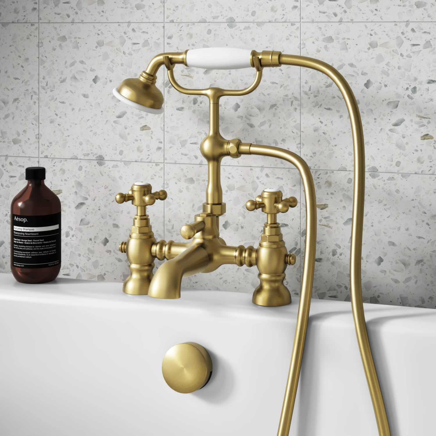 Butler & Rose Beatrice Brushed Brass Bath Shower Mixer & Kit 3 Butler & Rose Beatrice Brushed Brass Bath Shower Mixer & Kit