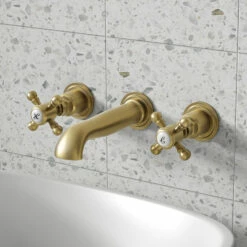 Butler & Rose Beatrice Brushed Brass Wall Mounted Basin Mixer Tap 9 Butler & Rose Beatrice Brushed Brass Wall Mounted Basin Mixer Tap -TAP WAREHOUSE Shop butler rose beatrice brushed brass wall mounted basin mixer1