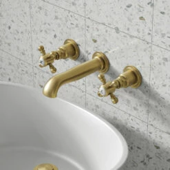 Butler & Rose Beatrice Brushed Brass Wall Mounted Basin Mixer Tap