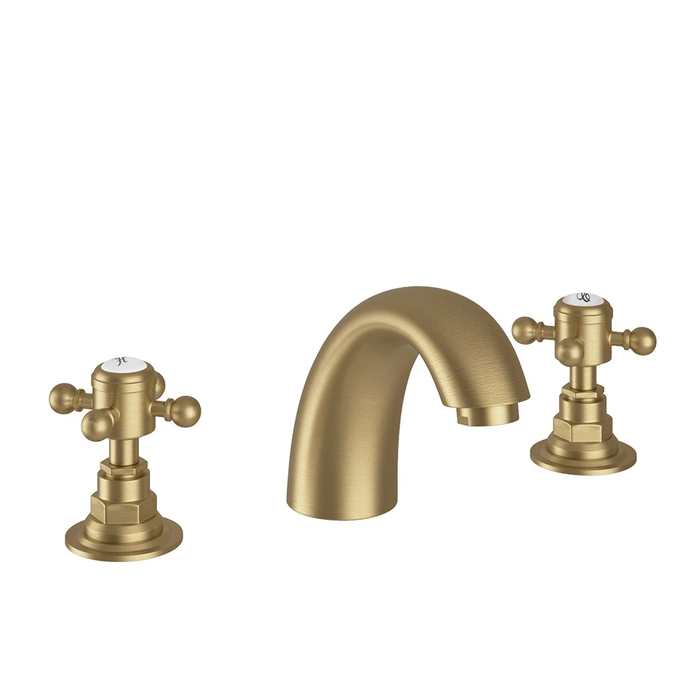 Butler & Rose Beatrice Brushed Brass 3 Hole Basin Mixer Tap 4 Butler & Rose Beatrice Brushed Brass 3 Hole Basin Mixer Tap - Image 2