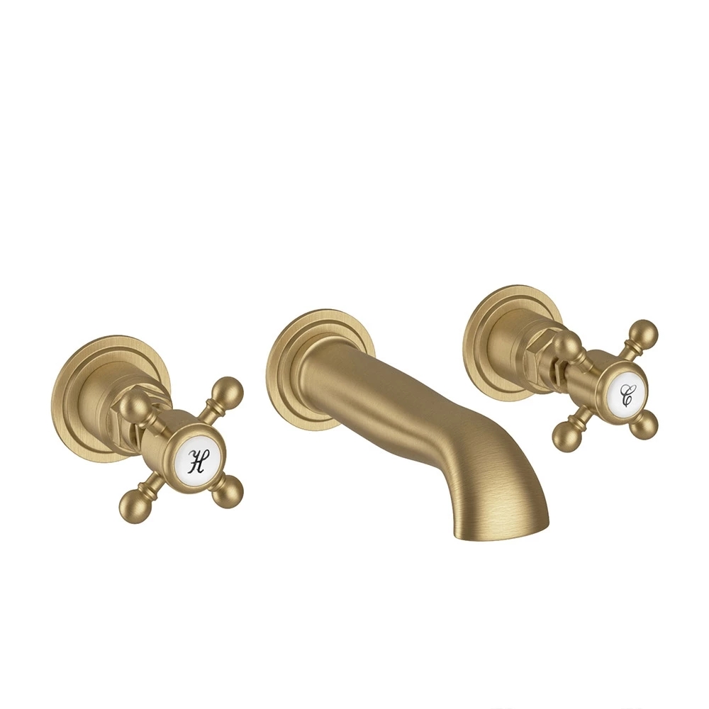 Butler & Rose Beatrice Brushed Brass Wall Mounted Basin Mixer Tap 4 Butler & Rose Beatrice Brushed Brass Wall Mounted Basin Mixer Tap - Image 2