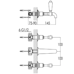 Butler & Rose Caledonia Lever 3 Hole Wall Mounted Basin Mixer - Chrome 9 Butler & Rose Caledonia Lever 3 Hole Wall Mounted Basin Mixer - Chrome -TAP WAREHOUSE Shop butler rose caledonia 3hole wall basin tap tech