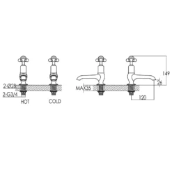 Butler & Rose Caledonia Crosshead Long Nose Basin Pillar Taps - Nickel 7 Butler & Rose Caledonia Crosshead Long Nose Basin Pillar Taps - Nickel -TAP WAREHOUSE Shop butler rose caledonia cross basin pillar taps tech