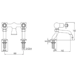 Butler & Rose Caledonia Crosshead Deck Mounted Bath Filler - Chrome 7 Butler & Rose Caledonia Crosshead Deck Mounted Bath Filler - Chrome -TAP WAREHOUSE Shop butler rose caledonia cross deck bath filler tech
