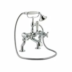 Butler & Rose Caledonia Crosshead Bath Shower Mixer With Shower Kit - Chrome -TAP WAREHOUSE Shop butler rose caledonia cross deck bath shower mixer