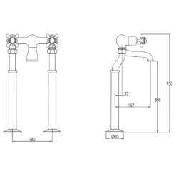 Butler & Rose Caledonia Crosshead Floorstanding Bath Filler - Nickel 7 Butler & Rose Caledonia Crosshead Floorstanding Bath Filler - Nickel -TAP WAREHOUSE Shop butler rose caledonia cross floor bath filler tech