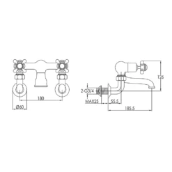 Butler & Rose Caledonia Crosshead Wall Mounted Bath Filler - Chrome 7 Butler & Rose Caledonia Crosshead Wall Mounted Bath Filler - Chrome -TAP WAREHOUSE Shop butler rose caledonia cross wall bath filler tech