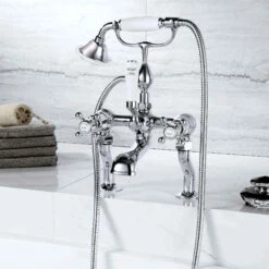 Butler & Rose Caledonia Crosshead Bath Shower Mixer With Shower Kit - Chrome