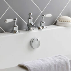 Butler & Rose Caledonia Lever 3 Hole Deck Mounted Bath Filler - Chrome