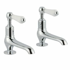 Butler & Rose Caledonia Lever Long Nose Basin Pillar Taps - Chrome