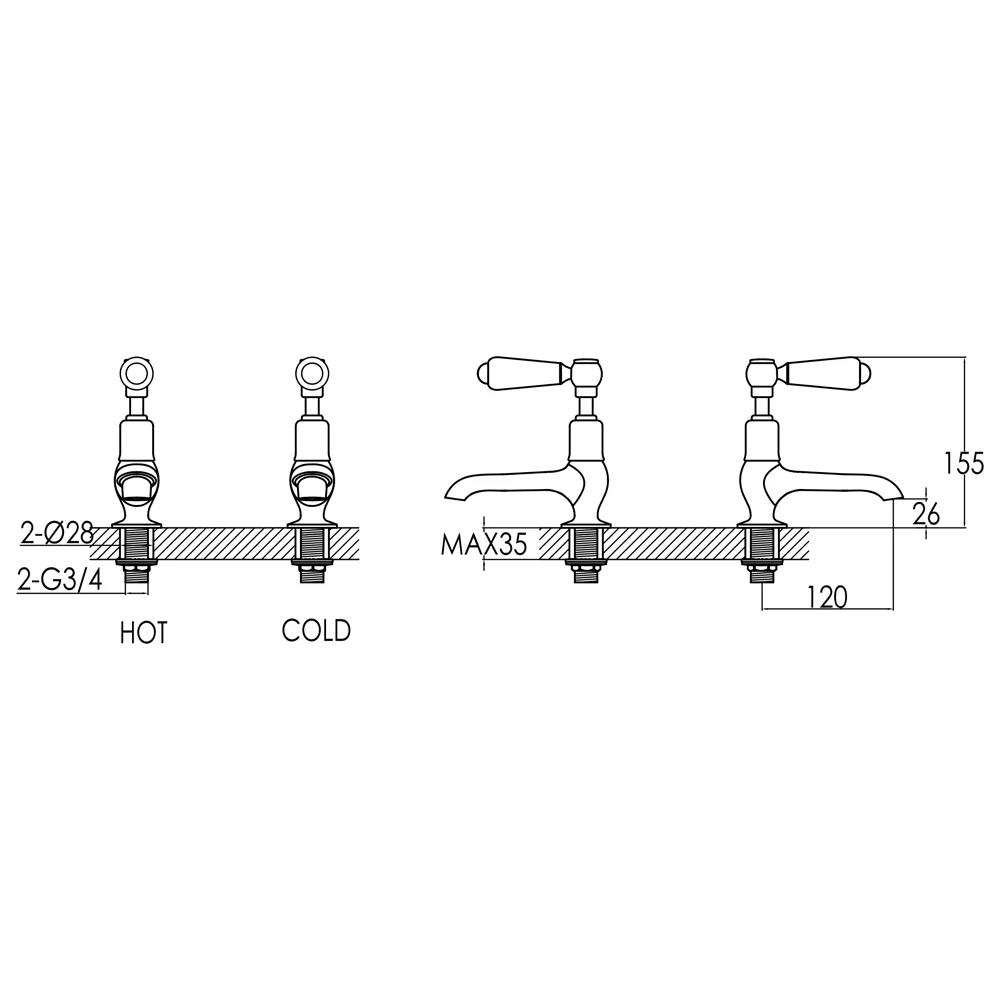 Butler & Rose Caledonia Lever Long Nose Basin Pillar Taps - Chrome 5 Butler & Rose Caledonia Lever Long Nose Basin Pillar Taps - Chrome - Image 3