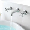 Butler & Rose Caledonia Pinch Wall Mounted 3 Hole Basin Mixer - Chrome