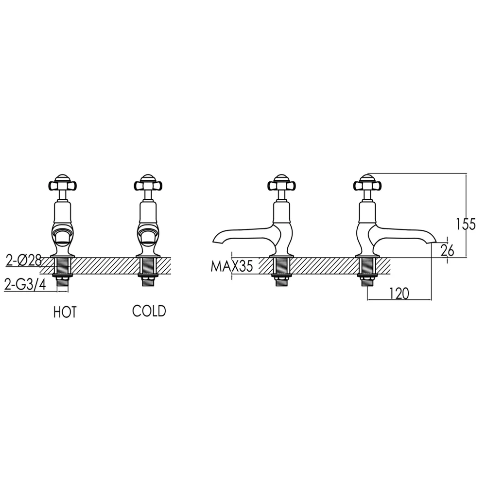Butler & Rose Caledonia Pinch Long Nose Basin Pillar Taps - Chrome 5 Butler & Rose Caledonia Pinch Long Nose Basin Pillar Taps - Chrome - Image 3