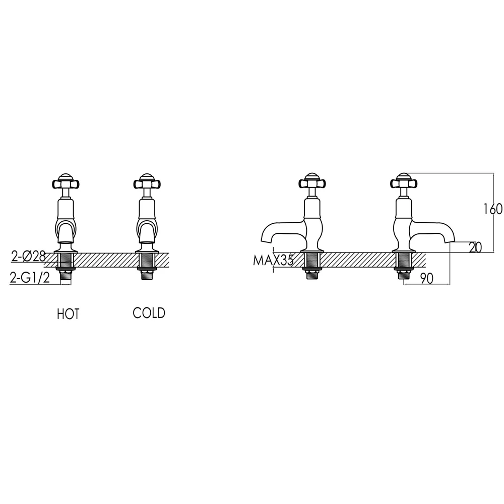 Butler & Rose Caledonia Pinch Cloakroom Basin Pillar Taps - Chrome 4 Butler & Rose Caledonia Pinch Cloakroom Basin Pillar Taps - Chrome - Image 2