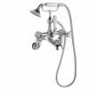 Butler & Rose Caledonia Pinch Wall Mounted Bath Mixer With Shower Kit - Nickel -TAP WAREHOUSE Shop butler rose caledonia pinch wall bath shower mixer