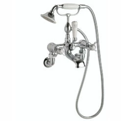 Butler & Rose Caledonia Pinch Wall Mounted Bath Mixer With Shower Kit - Nickel