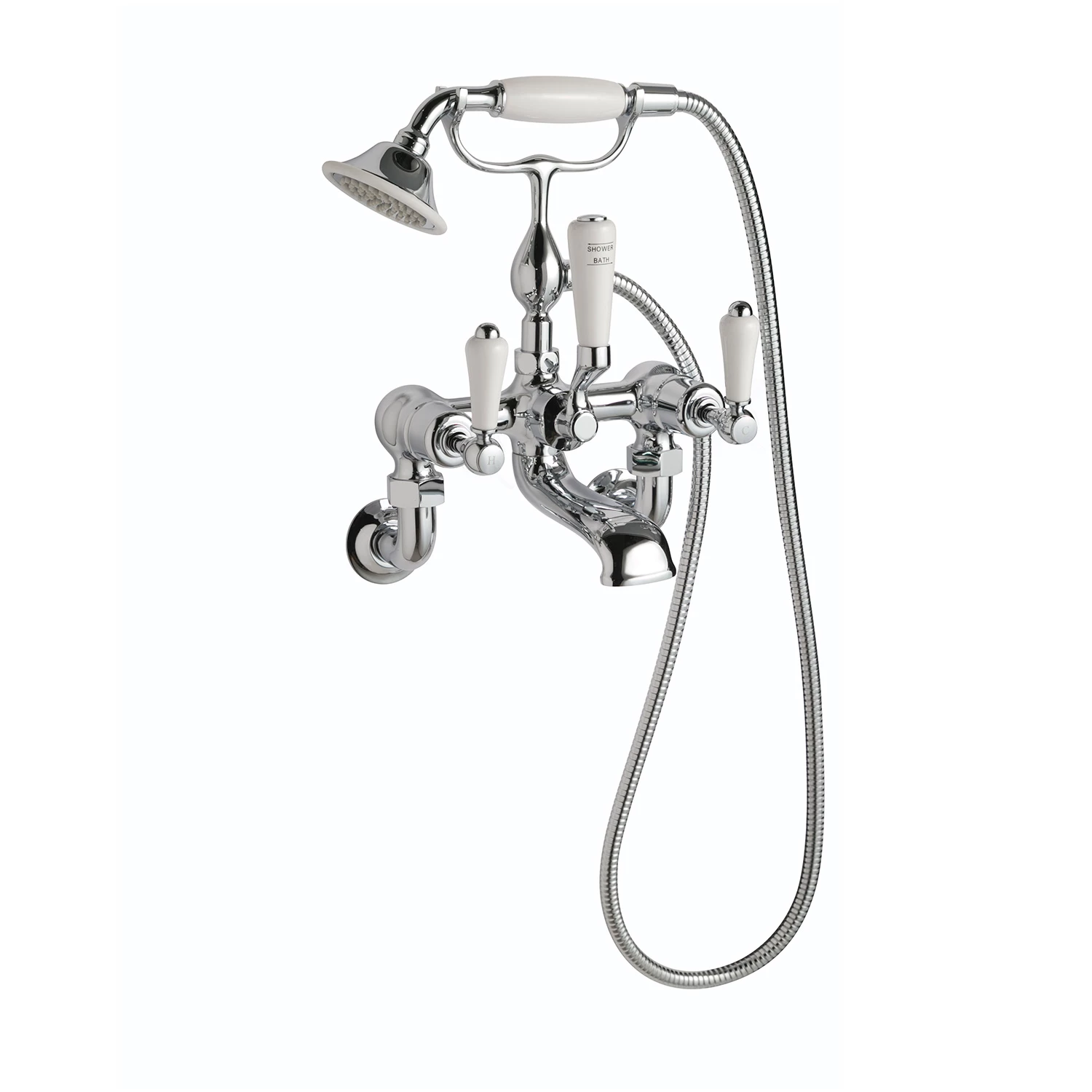 Butler & Rose Caledonia Lever Wall Mounted Bath Mixer With Shower Handset - Nickel 3 Butler & Rose Caledonia Lever Wall Mounted Bath Mixer With Shower Handset - Nickel