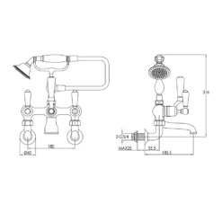 Butler & Rose Caledonia Lever Wall Mounted Bath Mixer With Shower Handset - Nickel 9 Butler & Rose Caledonia Lever Wall Mounted Bath Mixer With Shower Handset - Nickel -TAP WAREHOUSE Shop butler rose caledonia wall bath shower mixer tech