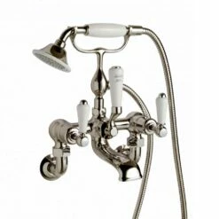 Butler & Rose Caledonia Lever Floorstanding Bath Shower Mixer With Shower Kit - Nickel -TAP WAREHOUSE Shop butler rose caledonia wall bathshower mixer nickel 1