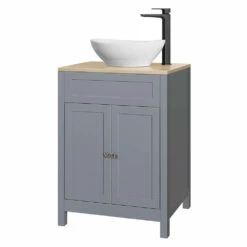 Butler & Rose Catherine Floorstanding Shadow Grey Vanity Unit With Country Oak-Effect Countertop & Audrey Stone Resin Basin 31 Butler & Rose Catherine Floorstanding Shadow Grey Vanity Unit With Country Oak-Effect Countertop & Audrey Stone Resin Basin -TAP WAREHOUSE Shop butler rose cath oak countertop unit matt grey cutout