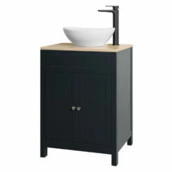 Butler & Rose Catherine Floorstanding Shadow Grey Vanity Unit With Country Oak-Effect Countertop & Audrey Stone Resin Basin 30 Butler & Rose Catherine Floorstanding Shadow Grey Vanity Unit With Country Oak-Effect Countertop & Audrey Stone Resin Basin -TAP WAREHOUSE Shop butler rose cath oak countertop unit shadow grey cutout
