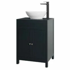 Butler & Rose Catherine Floorstanding Shadow Grey Vanity Unit With Shadow Grey Countertop & Audrey Stone Resin Basin -TAP WAREHOUSE Shop butler rose cath shadow countertop unit shadow grey cutout