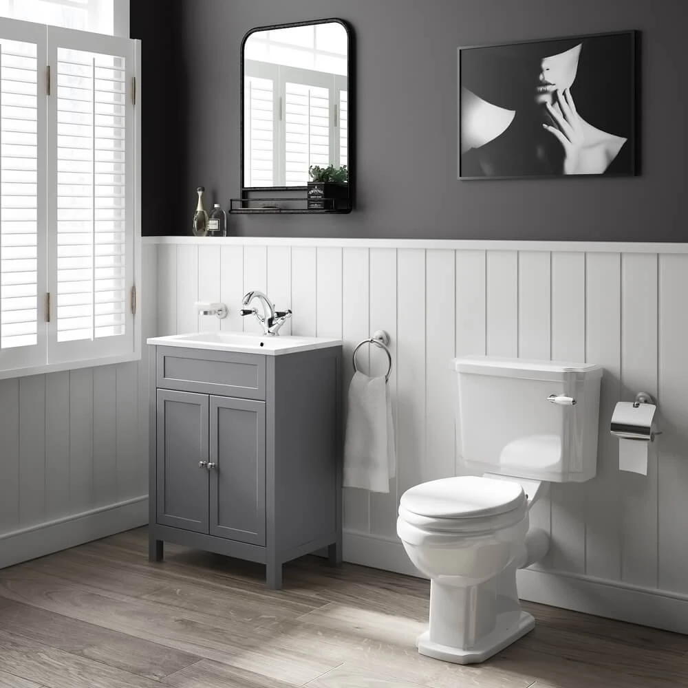 Butler & Rose Catherine Traditional 600mm Floorstanding Vanity Unit With Basin - Shadow Grey 6 Butler & Rose Catherine Traditional 600mm Floorstanding Vanity Unit With Basin - Shadow Grey - Image 4