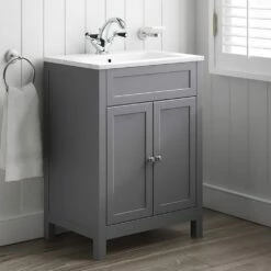 Butler & Rose Catherine Traditional 600mm Floorstanding Vanity Unit With Basin - Shadow Grey 25 Butler & Rose Catherine Traditional 600mm Floorstanding Vanity Unit With Basin - Shadow Grey -TAP WAREHOUSE Shop butler rose catherine door floor unit matt grey