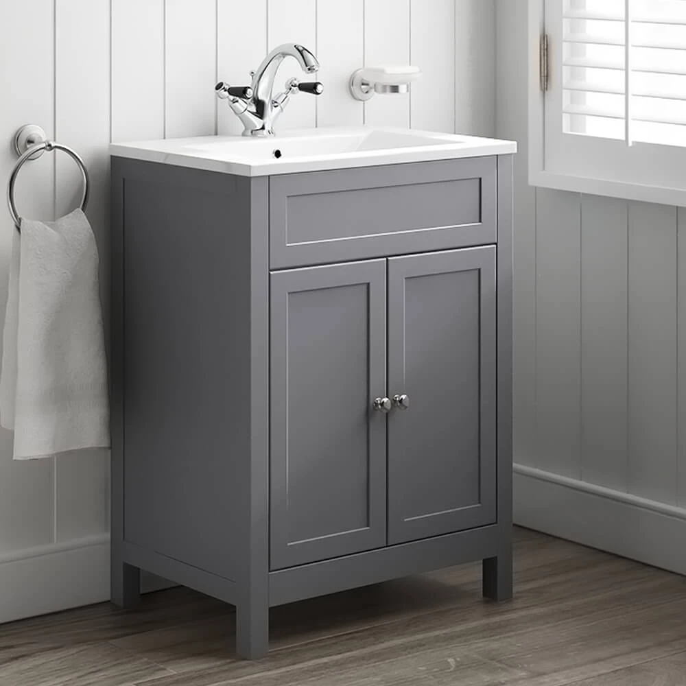 Butler & Rose Catherine Traditional 600mm Floorstanding Vanity Unit With Basin - Shadow Grey 8 Butler & Rose Catherine Traditional 600mm Floorstanding Vanity Unit With Basin - Shadow Grey - Image 6