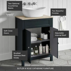 Butler & Rose Catherine Floorstanding Shadow Grey Vanity Unit With Country Oak-Effect Countertop & Audrey Stone Resin Basin 29 Butler & Rose Catherine Floorstanding Shadow Grey Vanity Unit With Country Oak-Effect Countertop & Audrey Stone Resin Basin -TAP WAREHOUSE Shop butler rose catherine shadow grey 600 floor callout