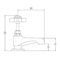 Butler & Rose Loretta Traditional Basin Pillar Taps 9 Butler & Rose Loretta Traditional Basin Pillar Taps -TAP WAREHOUSE Shop butler rose loretta basin pillar tap technical drawing5B15D
