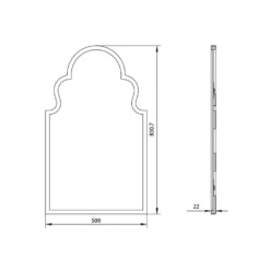 Butler & Rose Aged Brass Mirror - 500 X 830mm -TAP WAREHOUSE Shop butler rose mirror 500x830mm technical drawing